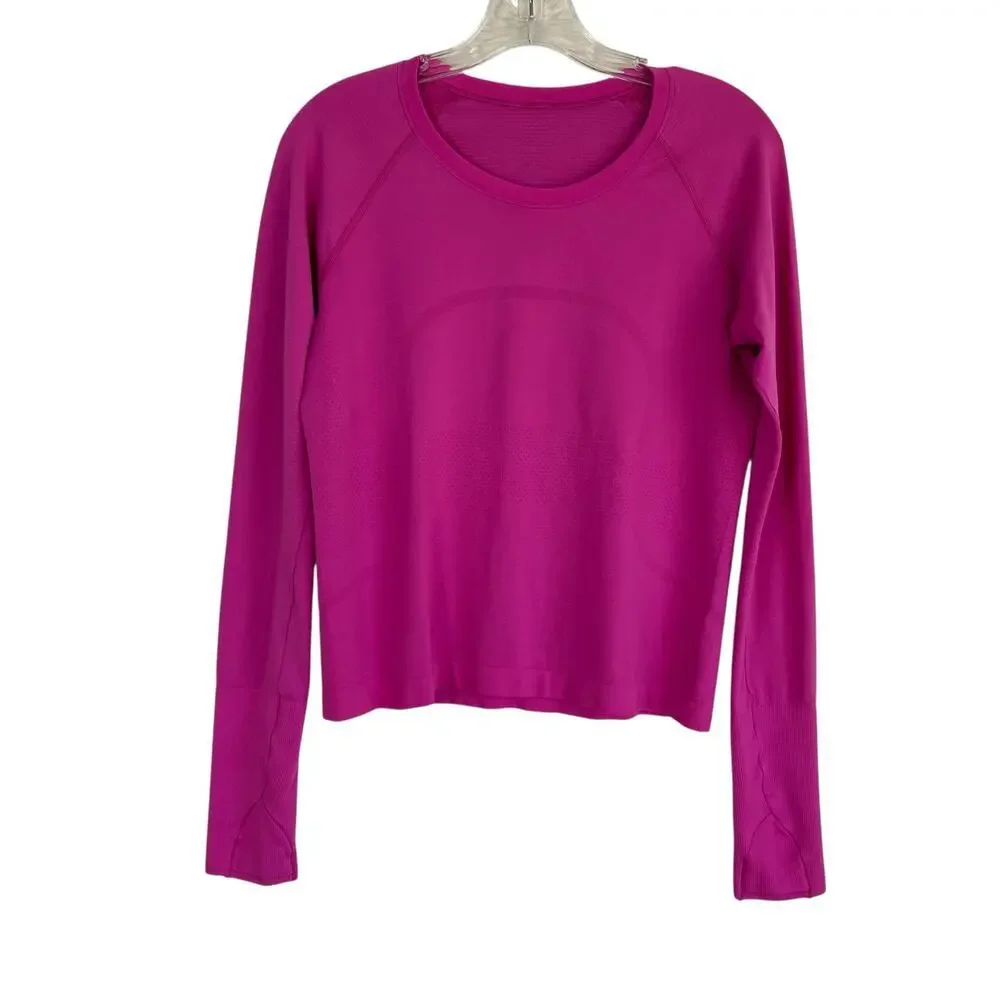 Lululemon Swiftly Tech Long Sleeve Running Shirt Race Length Sonic Pink STAINS